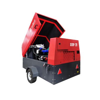 China Factory price lubricated diesel powered portable screw air compressor manufacturer for sale