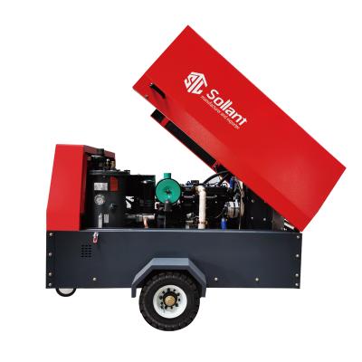 China China Mobile Diesel Engine Industrial Air Lubricated Mobile Screw Compressor for sale