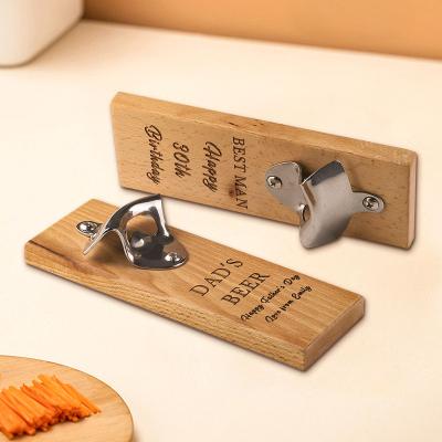 China 2023 Hot-quality Sustainable Wall Mounted Customizable Style Wall Mounted Bottle Opener Cast Iron Wall Wooden Bottle Opener for sale