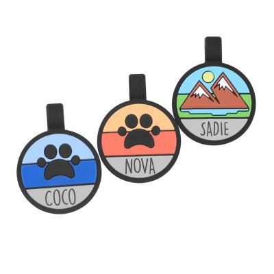 China Professional Custom Double Side Round Dog Personalized Printed Logo Silicone Cat Id Tag for sale