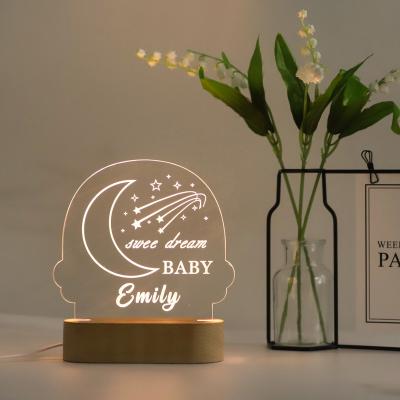 China 2023 Modern Cute Warm Special Gift Etsy Dropshipping Wood Low Cartoon For Bedroom Acrylic LED Night Light for sale