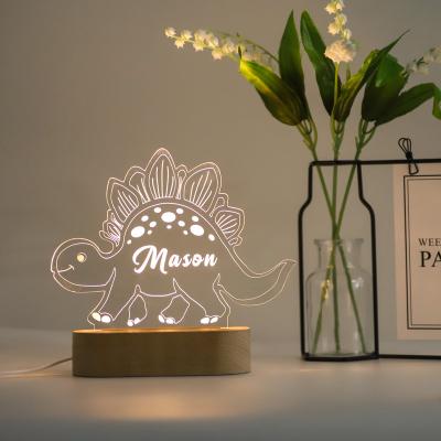 China New 2023 Modern Hot Special Etsy Dropshipping Gift For Bedroom Acrylic Wooden Base Cartoon LED Night Light for sale