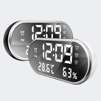 China Calendars Double Left USB Cool LED Memory Mirror Digital Table Clock With 3 Alarms for sale