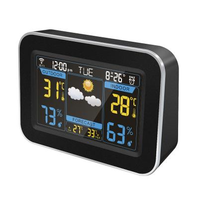 China Files Accurate WiFi Weather Station LCD Alarm Clock Internet Time and Weather Forecast Controlled by APP Indoor Outdoor Temperature for sale