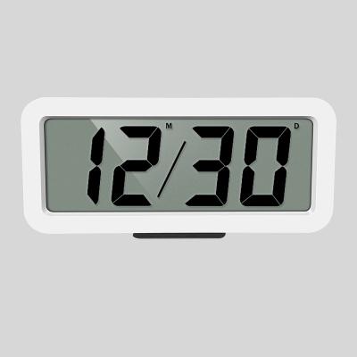 China Simple White LCD Display Calendars Oversized Screen Rectangle Wall Mounted Digital Alarm Clock For Home Decoration for sale