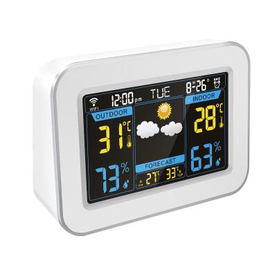 China 2022 Calendars Wireless Weather Station Sensor Alarm Clock Weather Station with White Clock for sale