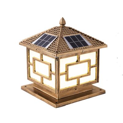 China Three Color With IP65 Chinese Style Outdoor Garden Lights Gate Lighting LED Remote Control Solar Pillar Lamp With Remote Control for sale