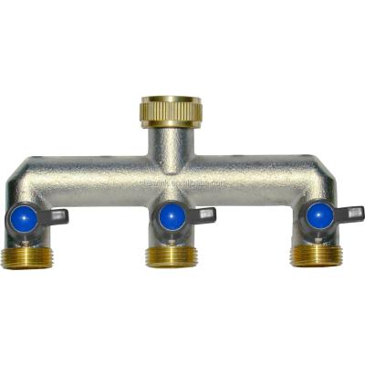 China Brass metal manifold divider, straight version, three outlet, swivel tap nut for sale