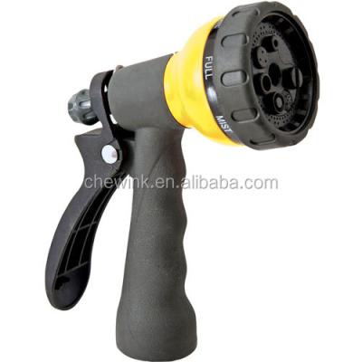 China Variable Flow Control Plastic Turret 7-Pattern Gun Nozzle, Hose End Garden Gun Nozzle for sale