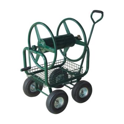 China Rewindable Heavy Duty Four Wheel Metal Hose Reel Cart for sale