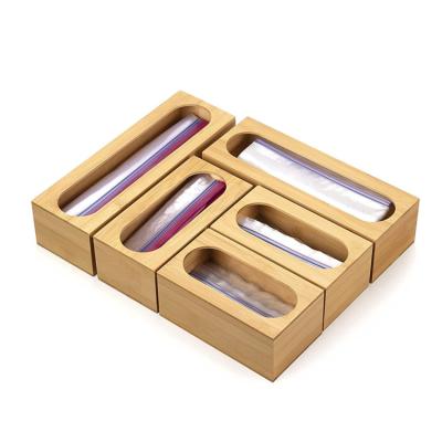 China Wholesale Viable Bamboo 5 Piece Food Storage Bag Drawer Organizer Kitchen Quart Sandwich Snack Zipper Variety Waist Bag Box for sale