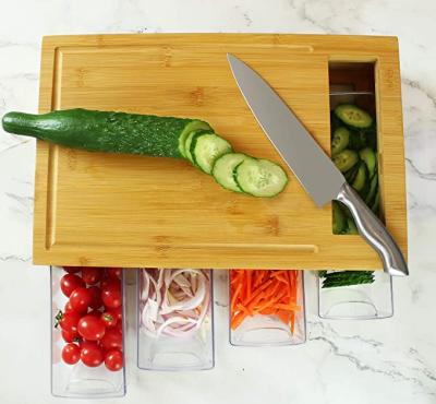 China Bamboo cutting board stored with trays bamboo ping board with storage box cutting board with trays bamboo for sale