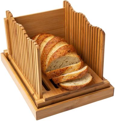 China Bamboo Wooden Foldable Compact Thickness Household Bread Slicer Adjustable Bread Slicing Collapsible and Compact Bread Slicing Cutter for sale