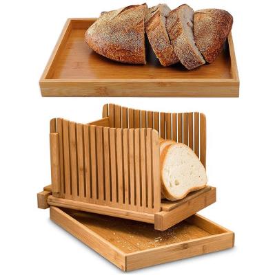 China Wholesale Available Viable Foldable Bamboo Wooden Compact Thickness Bread Slicer Adjustable Bread Slicing Bread Cutter Board for sale