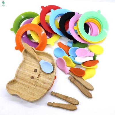 China Wholesale available high quality bamboo strong suction silicon dish modern sample for kids feeding for sale