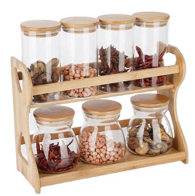 China Available Wholesale 7 Sets Viable Sample Storage Jar Glass Container With Lid Kitchen Storage Containers for sale