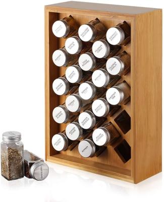 China Viable Bamboo Herb Drawer Spice Rack Organizer and Spice Shelf Rack Holder with 23 Glass Jars for sale