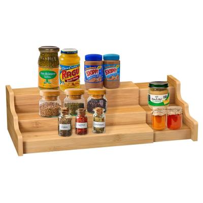 China 3 Tier Spice Rack Buffet Organizer Display Shelf For Bamboo Expandable Cabinets Universal for sale