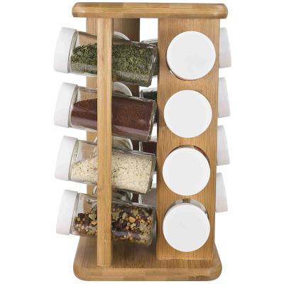 China 16pcs Spice Jar Spoke Storage Rack, Countertop Spice Spinning Countertop Herb Organizer and Viable Bamboo Spinning Spice Rack for sale