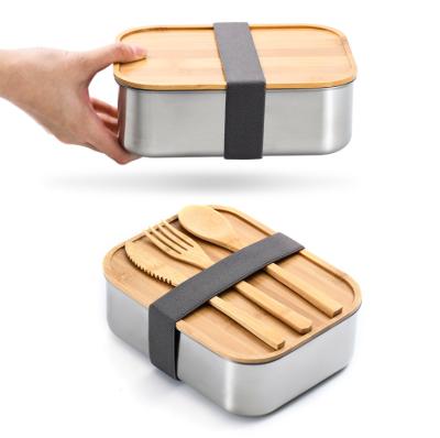 China Wholesale Available High Quality 304 Stainless Steel Food Container School Bento Lunch Box With Bamboo Leakproof Lid Sample Keep Freshness for sale