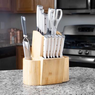 China Universal Stocked Bamboo Knife Block Covers Knife Holds 20 Knives With Machine Washable And BPA Free Flex Rods for sale