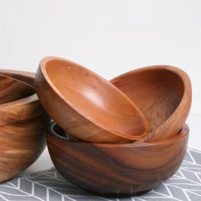 China Sustainable Available Wholesale Wood Salad Bowl Antique Sample Natural Bamboo Salad Bowl Acacia Salad Bowl for sale