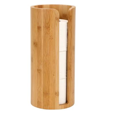 China Wholesale Available Modern Sample Round Bamboo Toilet Paper Roll Holder For Bathroom Or Toilet for sale