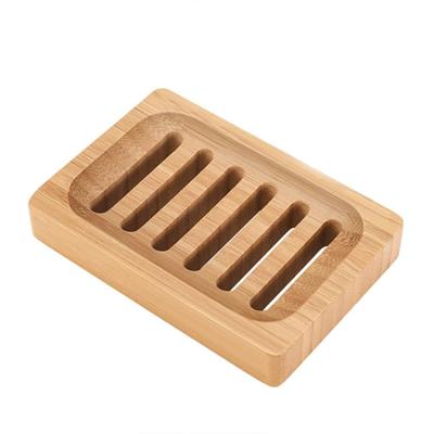 China Home Bathroom Design Square Bamboo Wood Anti-Slip Slotted Soap Dish Wholesale Viable Sample Available for sale