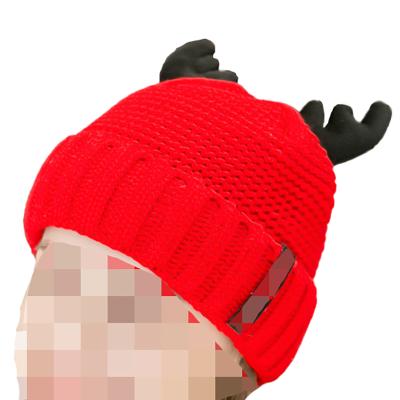 China Fashion COMMON Christmas Winter Solid Color Custom Christmas Santa Knit Hats for sale