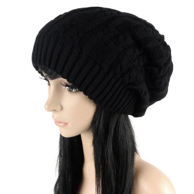 China COMMON Winter Custom Jacquard Knitted Hats Women Beanie Hats Custom Knit Hats for sale