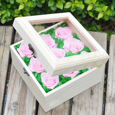 China Real Rose UO Romantic Preserved Luxury Home Decor A Grade Eternal Rose Long Lasting Pink Preserved Roses in Wooden Box for sale