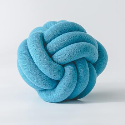 China Hot Nordic Hotel Style Velvet Ball Knot Pillow Solid Color Baby Calm Sleep Dolls Stuffed Bedroom Cushions for sale