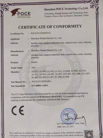 CE - Wenzhou Wendo Electric Co., Ltd.