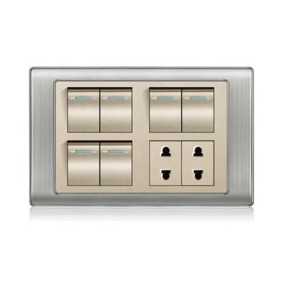 China Latest Top Quality Pakistan All Purpose 6 Strip + Wall Electrical Switch And 2 Socket Outlet for sale