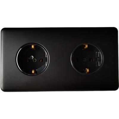 China Modern Style China Commercial Sockets And Switches Electrical For Europe Black Gold EU Wall Switch One Switch for sale