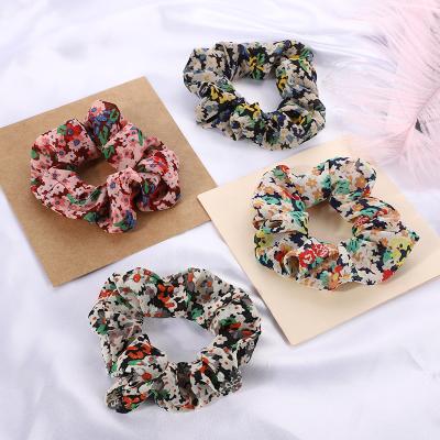 China Hot Selling Environmentally Friendly Elastic Hair Ring For Girls Large Intestine Fashion Floral Cherry Fabric Hair Band Hair Accessories for sale