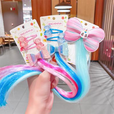 China Sweet Hot Sale Kids Rainbows Hangers Wig Hair Clip Design Girls Braids Hairpins Hair Accessories for sale