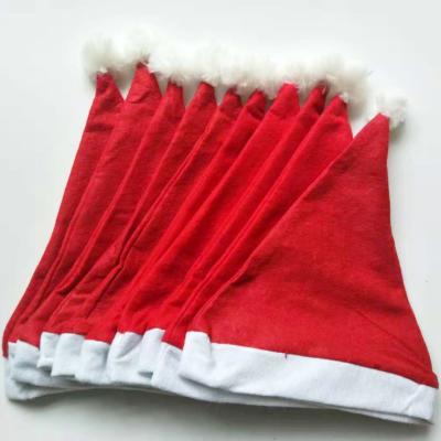 China Red Christmas Cloth Hat Christmas Hat Decoration Children's Wholesale High Quality Wholesale Christmas Ornament Party Gift Tissue Pompom for sale