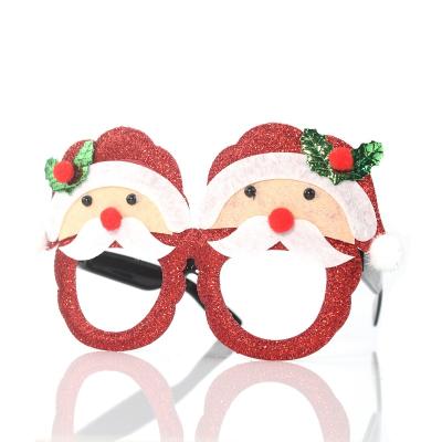 China Hot Selling Adult Kids Eco-friendly Christmas Party Glasses Santa Snowman Antler Festival Glass Decorations for sale