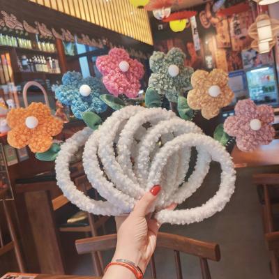 China Small Spring Flower Hair Band Plush Flower Face Wash Headband Cute Quick Dry Hair Circle For Women for sale