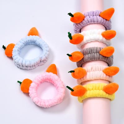 China Cute Carrot Women Headband Makeup Face Hairband Soft High Quality Wash Headband for sale