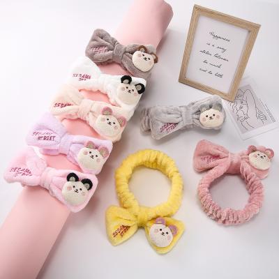 China Wholesale Soft Plush Elastic Headband Girls Face Wash Headband Custom Cosmetic Makeup Headband For Women for sale