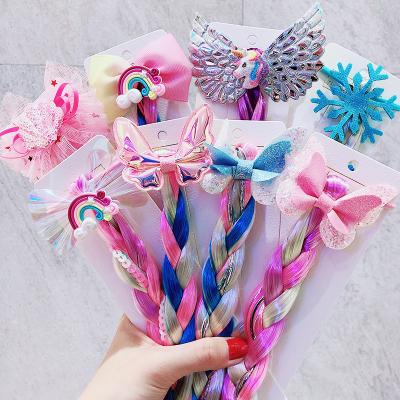 China Environmentally Friendly Children's Color Wig Braid Braided Hair Color Rope Twist Braided Hair Accessories Headdress Hair Ring for sale