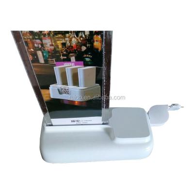 China Menu Holder Advertising Display Stand 3 USB Battery Charger for Restaurants, Bars and Waiting Rooms for sale