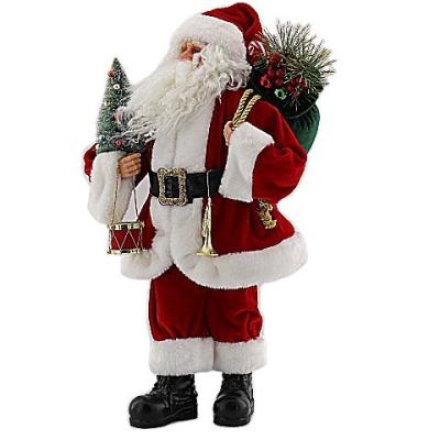 China Santa Claus Doll Decoration Cloth Santa Merry Christmas Party Standing Statues Festival Decoration Christmas Decoration Supplier Lovely Kids Christmas Gift for sale