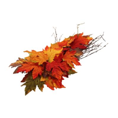 China 2022 Beautiful Hot Sale Halloween Fall Garland Hanging Wall Decoration Colorful Artificial Maple Leaves Christmas Vine Wreaths Decorative Garland Swag for sale