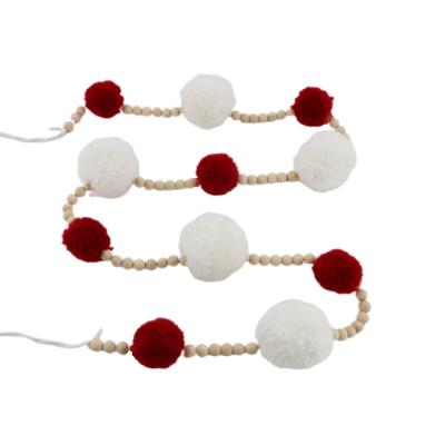 China Ball Garland Wall Decoration Garland Christmas Wool Felt Pompom Pearl Ball Banner Autumn Fall Thanksgiving Party Decorations Beauty Decorations for sale