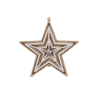 China 2022 Festival Stuff Christmas Plastic Hanging Glitter Star Ornament For Party Indoor Hanging Ornaments Decoration for sale