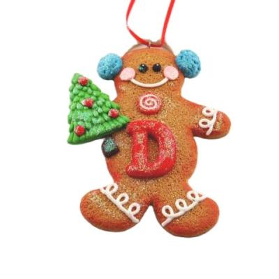 China Environmentally Friendly Christmas Cartoon Polymer Clay Gingerbread Man Ornament Cake Ornament for Christmas Tree Party Decor Kids Holiday Gift for sale