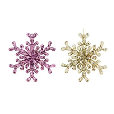 China Home Festival Decoration Plastic Christmas Glitter Snowflake Ornaments Set Indoor Family Festival Christmas Tree Decorations for sale